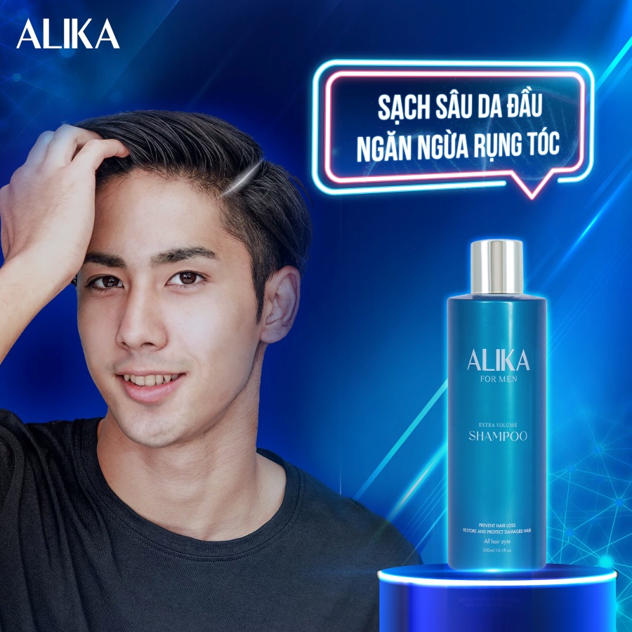 Dầu Gội Ngăn Ngừa Rụng Tóc Cho Nam Alika For Men Extra Volume Shampoo 300ml 
