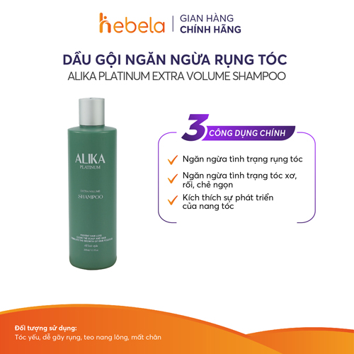 Dầu Gội Ngăn Ngừa Rụng Tóc Alika Platinum Extra Volume Shampoo 