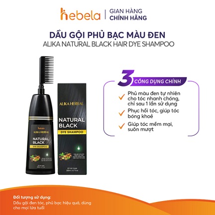 Dầu Gội Phủ Bạc Màu Đen Alika Natural Black Hair Dye Shampoo