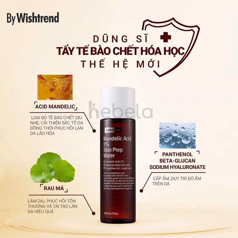 Nước Dưỡng Tẩy Da Chết, Cấp Ẩm Và Sáng Da By Wishtrend Mandelic Acid 5% Skin Prep Water 120 ml