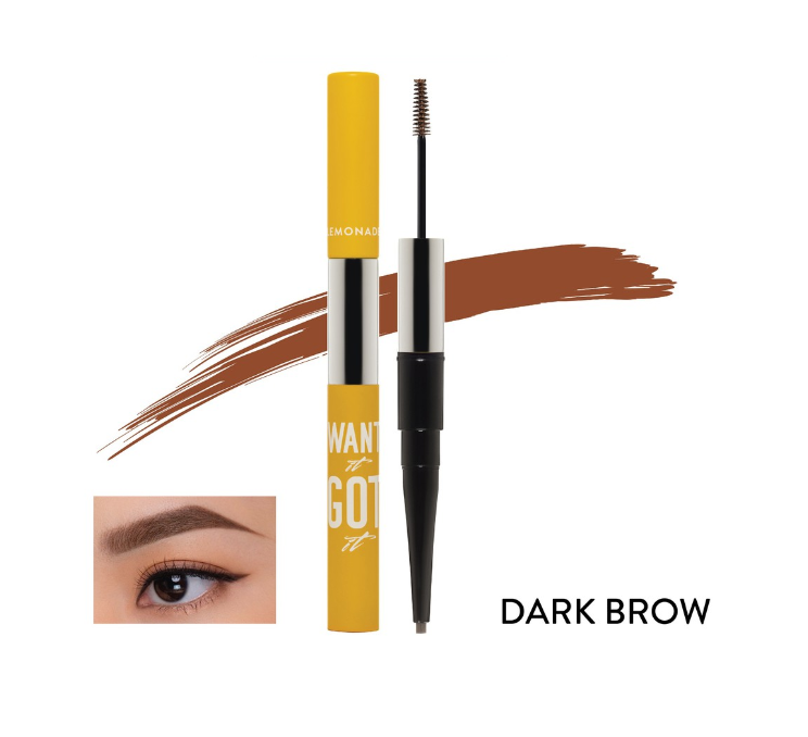 Combo Chì Kẻ Mày 2 Đầu Lemonade 01 Dark brown x Phấn Nước Cho Da Khô Lemonade A02 Natural x Mặt Nạ Mắt DHC Pack Sheet Eyes