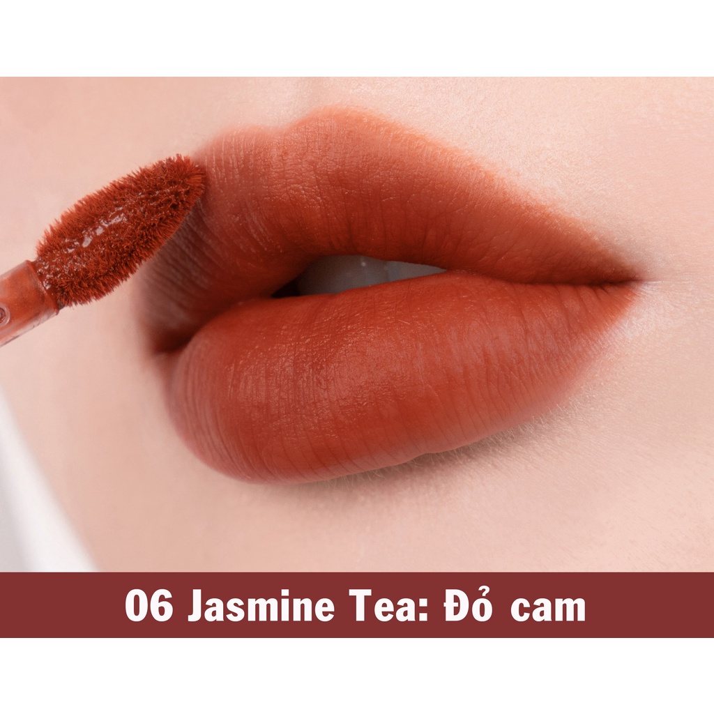 Son Kem Lì Romand Milk Tea Velvet Tint 4.4g 06 Jasmine Tea - Đỏ trầm ánh cam