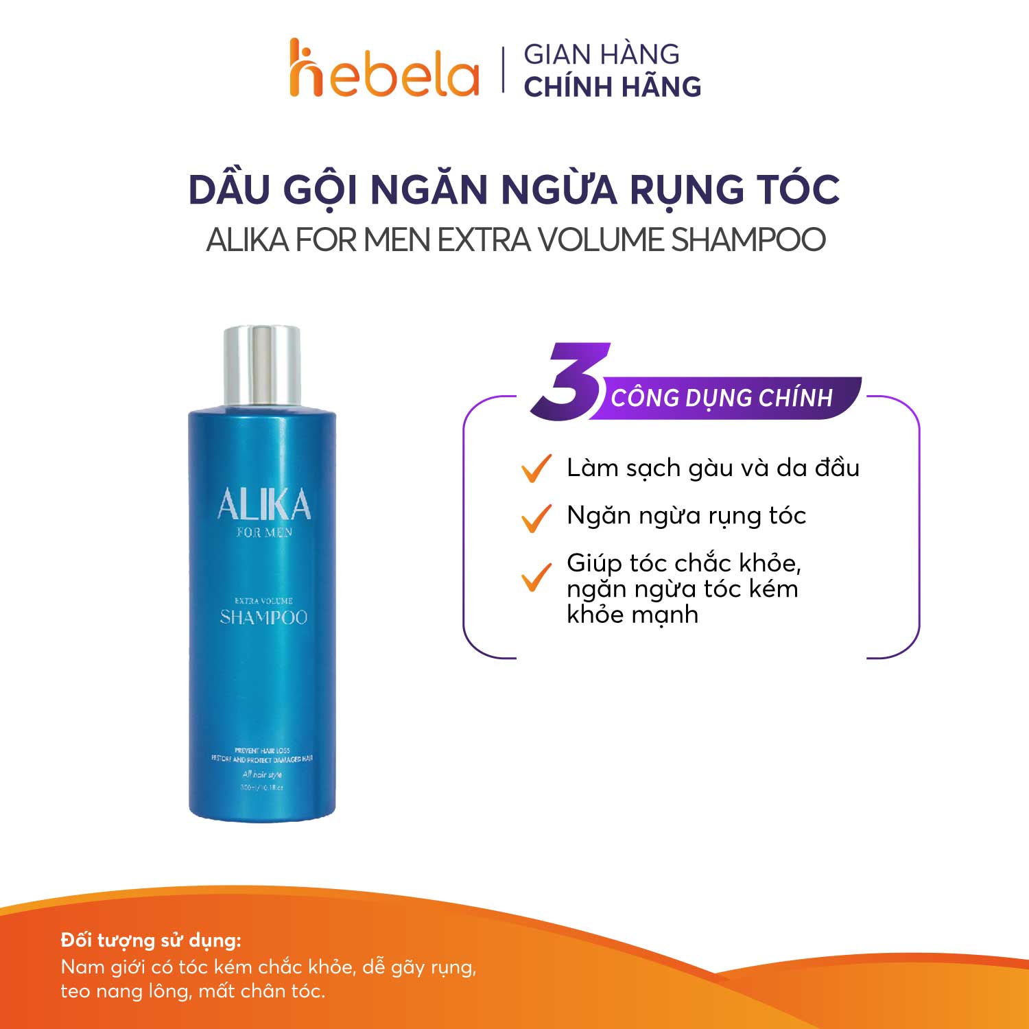 Dầu Gội Ngăn Ngừa Rụng Tóc Cho Nam Alika For Men Extra Volume Shampoo 300ml 