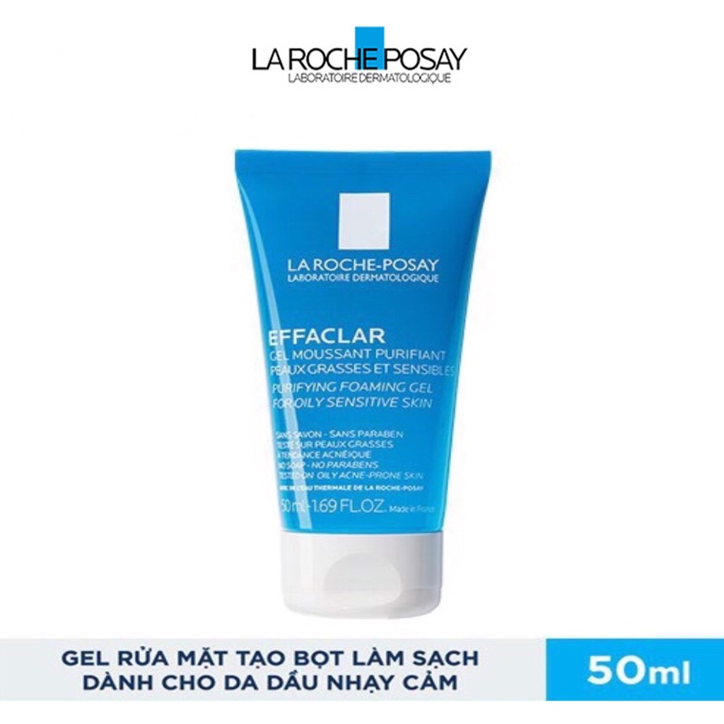Gel Rửa Mặt La Roche-Posay Dành Cho Da Dầu, Nhạy Cảm 50ml Effaclar Purifying Foaming Gel For Oily Sensitive Skin