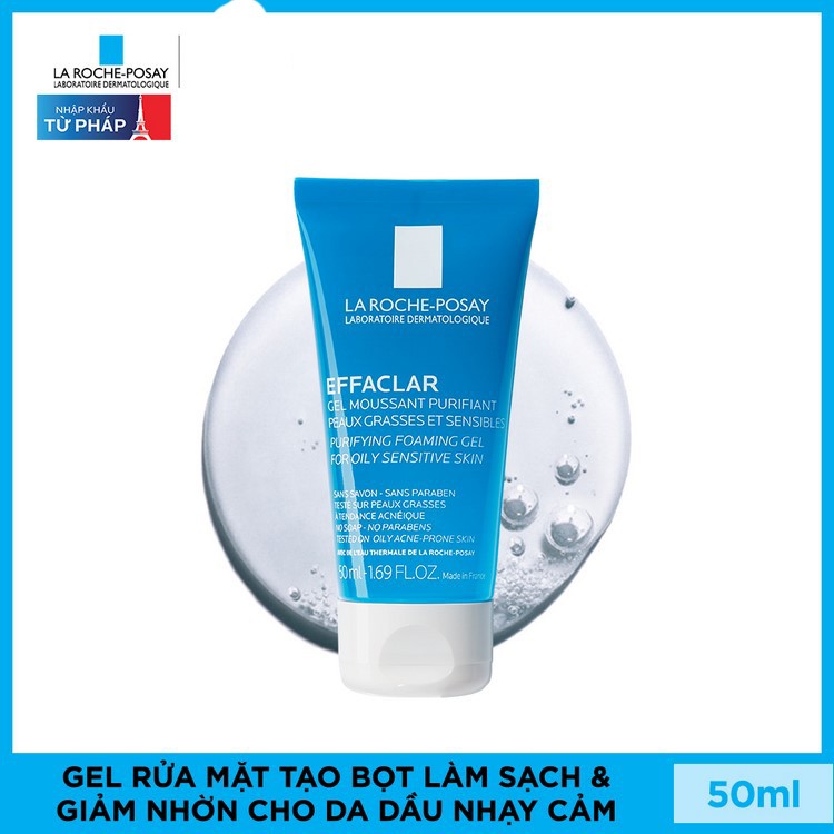 Gel Rửa Mặt La Roche-Posay Dành Cho Da Dầu, Nhạy Cảm 50ml Effaclar Purifying Foaming Gel For Oily Sensitive Skin