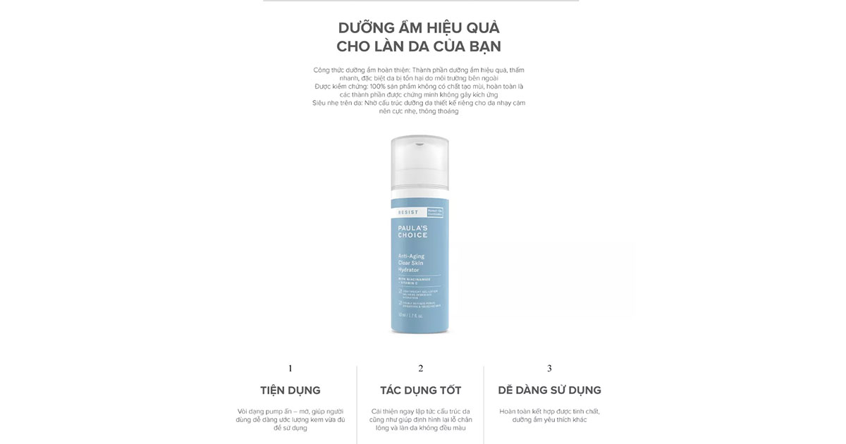 Kem Dưỡng Paula's Choice Resist Anti-Aging Clear Skin Hydrator 50ml