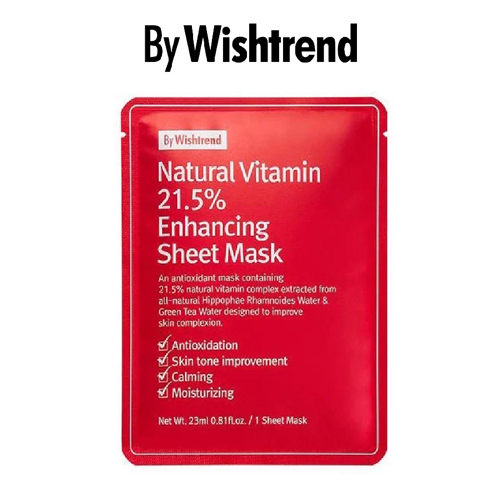 Mặt Nạ Giảm Xỉn Màu Da, Dưỡng Sáng Hồng By Wishtrend Natural Vitamin 21.5% Enhancing Sheet Mask 23ml