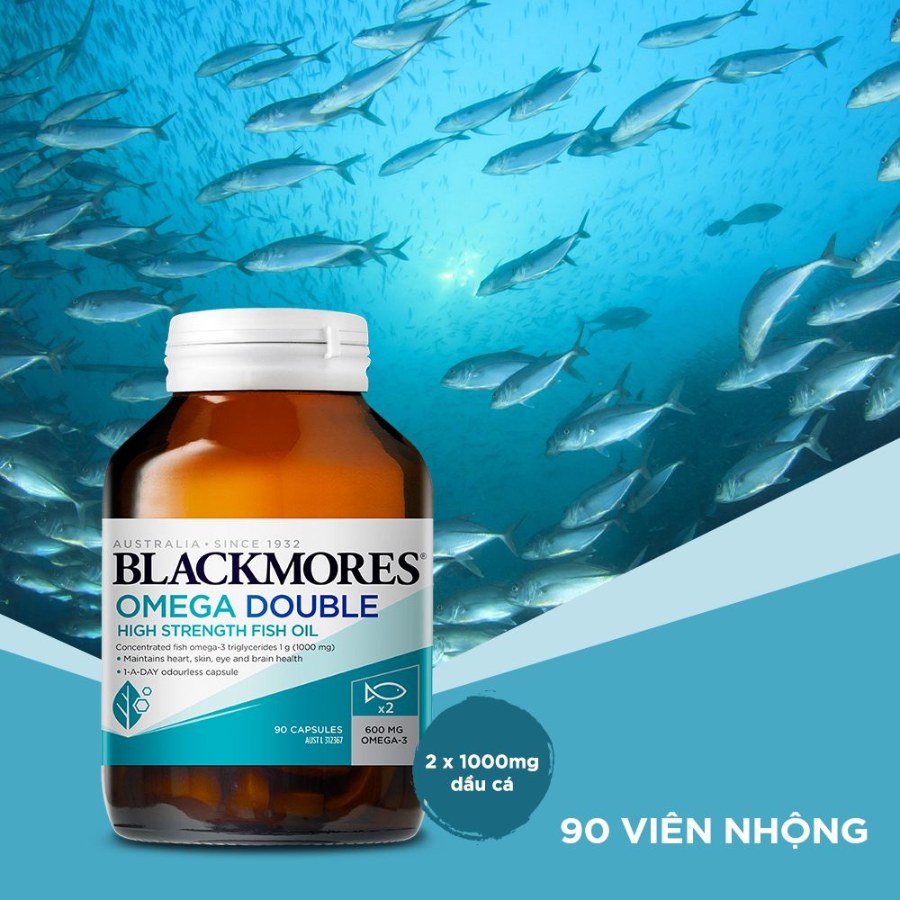 Viên Uống Dầu Cá Hỗ Trợ Thị Lực, Làm Đẹp Da Blackmores Omega Double High Strength Fish Oil