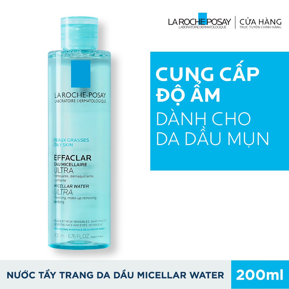 Nước Tẩy Trang Dành Cho Da Dầu Mụn, Da Nhạy Cảm La Roche-Posay Micellar Water Ultra Oily Skin 200ml