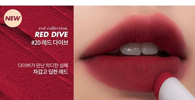 Son Thỏi Lì Màu Đỏ Nâu Lạnh Romand Zero Matte Lipstick 20 Red Dive 3g