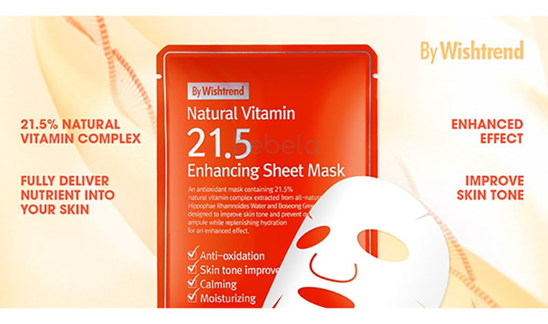 Mặt Nạ Giảm Xỉn Màu Da, Dưỡng Sáng Hồng By Wishtrend Natural Vitamin 21.5% Enhancing Sheet Mask 23ml