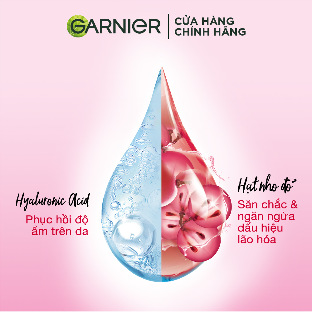 Mặt Nạ Garnier Hạt Nho & Hyaluron Săn Chắc Da 28g Ageless White Firming Hydration Serum Mask - Grape Seeds & Hyaluron
