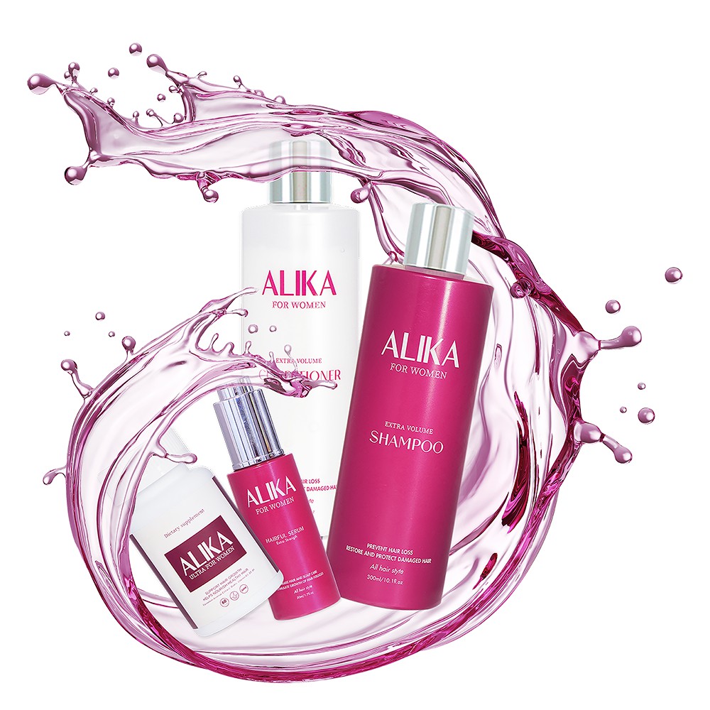 Combo Alika for women: Dầu gội, Dầu xả, Tinh chất dưỡng tóc, Thực phẩm bảo vệ sức khỏe