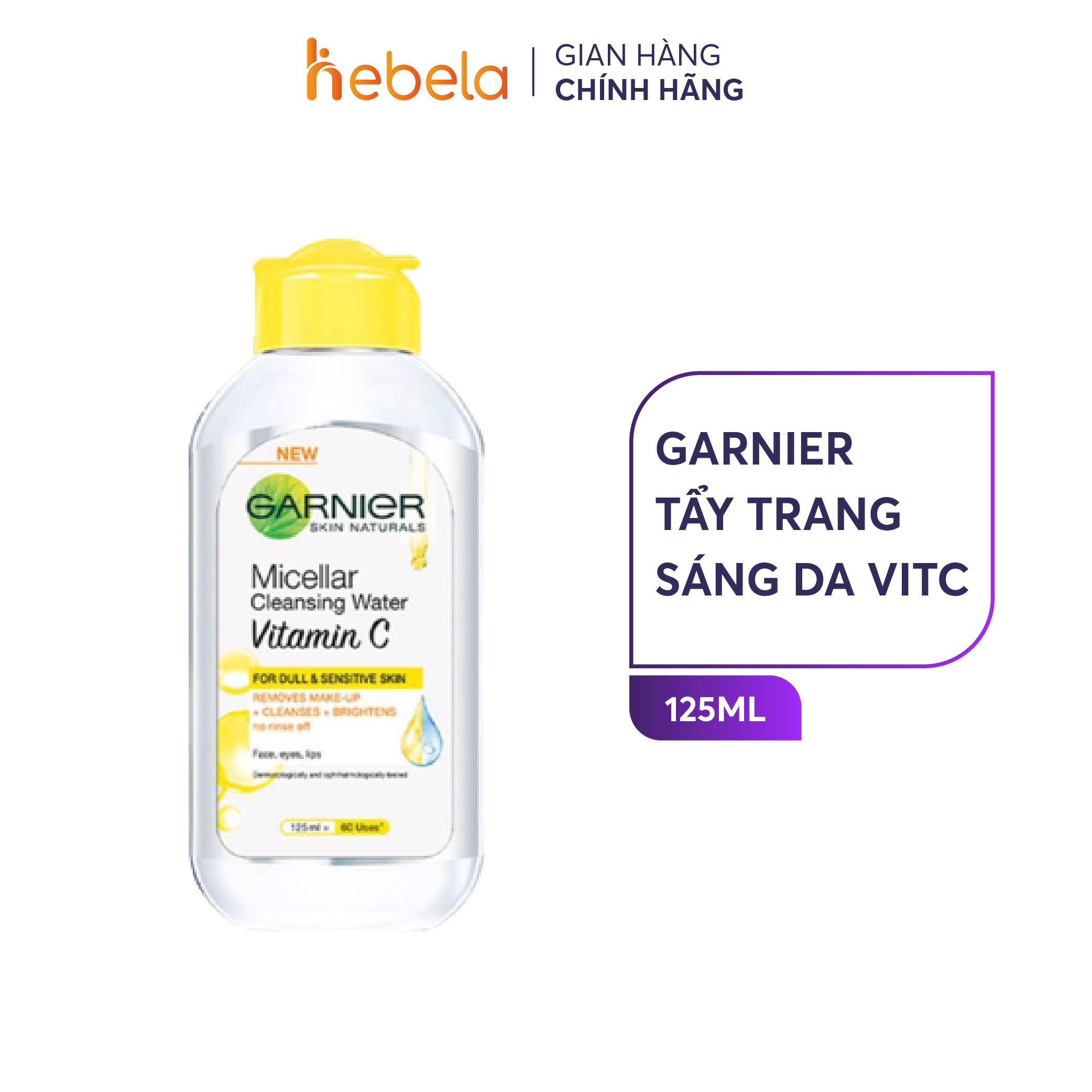 Nước Tẩy Trang Garnier Vitamin C Làm Sáng Da 125ml Micellar Cleansing Water Vitamin C
