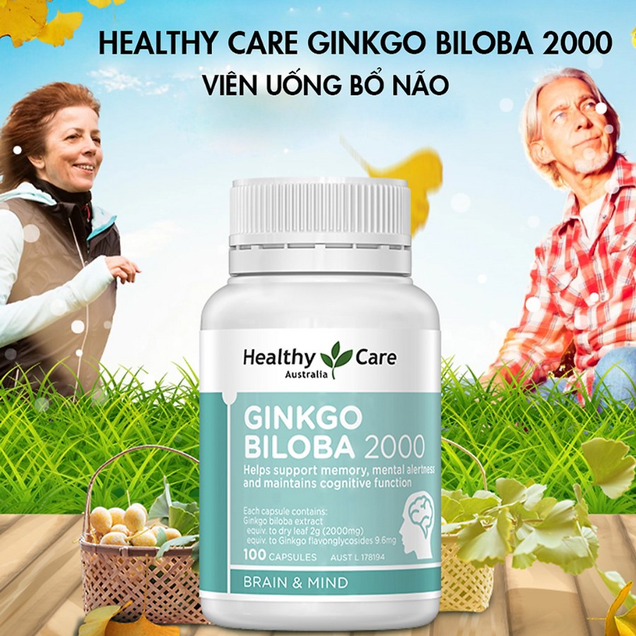 Viên Uống Bổ Não Bảo Vệ Sức Khỏe Healthy Care Ginkgo Biloba 2000Mg Hộp 100 Viên
