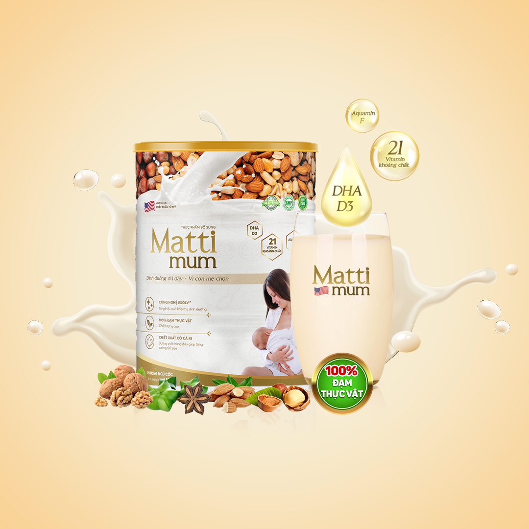 [Quà tặng] Sữa hạt lợi sữa Matti Mum 100% đạm thực vật cho mẹ sau sinh đạt chứng nhận NON-GMO của Hoa Kỳ - Hộp 400g