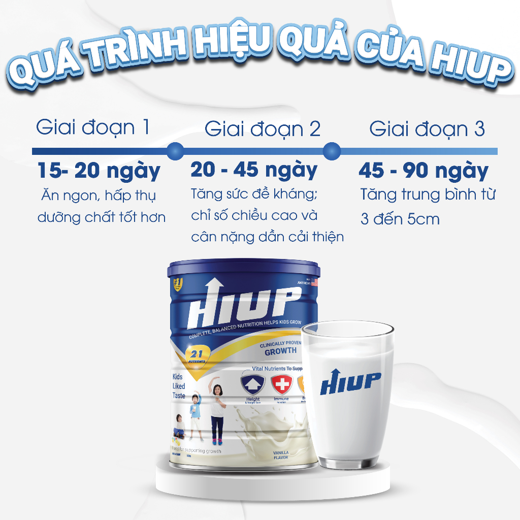 Combo 8 sữa bột HIUP tăng chiều cao cho trẻ từ 2 đến 15 tuổi