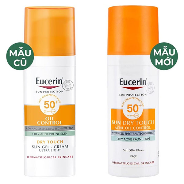 bao bì mẫu cũ và mới của kem chống nắng Eucerin Oil Contril