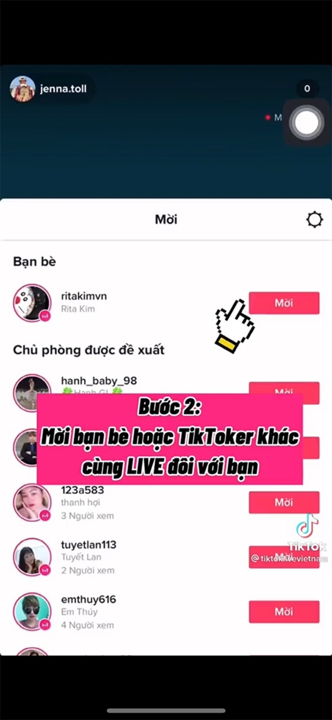 Cách mời người khác tham gia livestream của mình