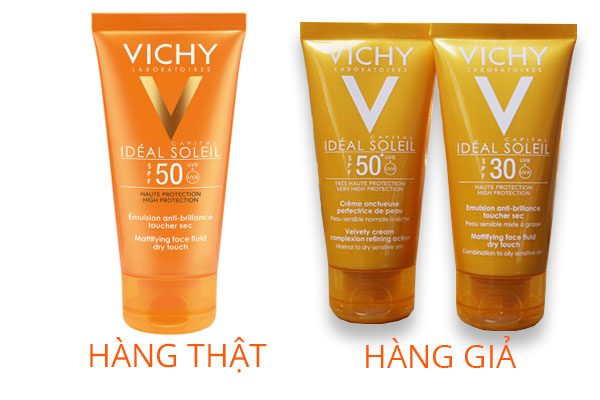 Kem chống nắng Vichy hàng thật với hàng giả