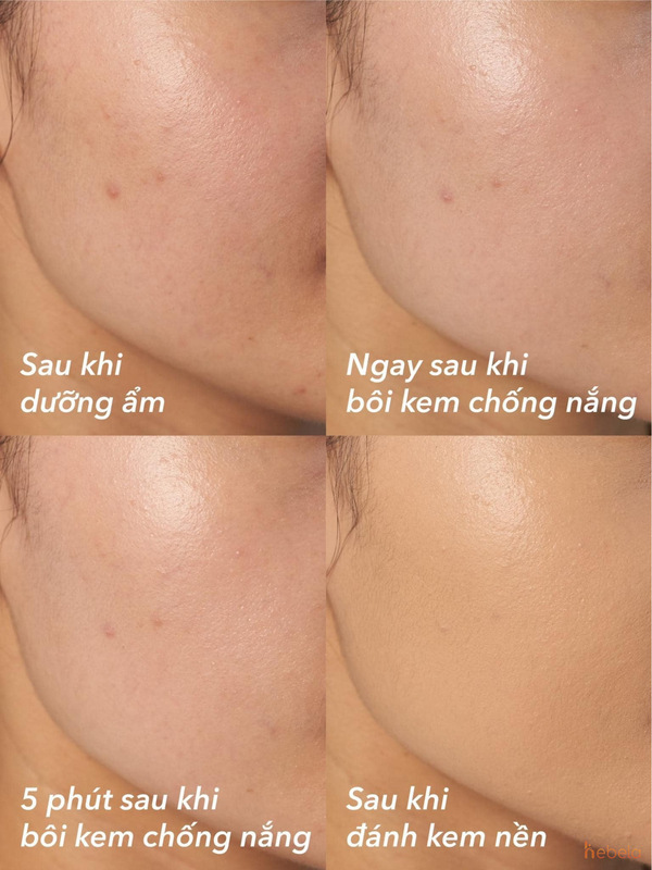 Lớp finish khi thoa kem chống nắng Cocoon