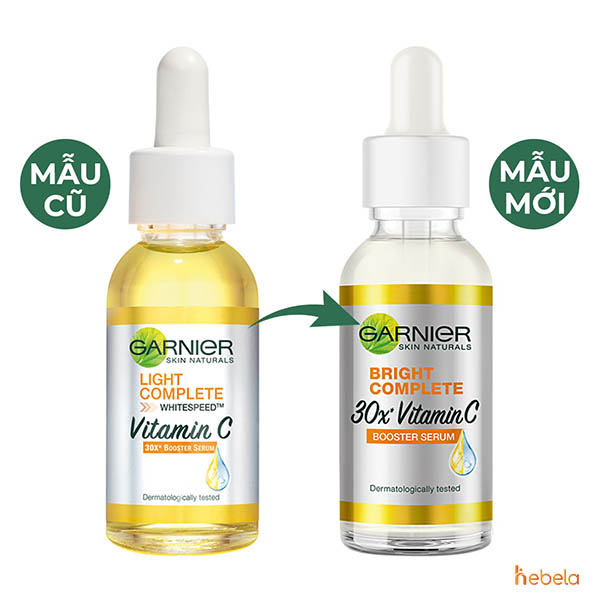 Thiết kế bao bì của Serum Garnier Vitamin C mẫu cũ và mới