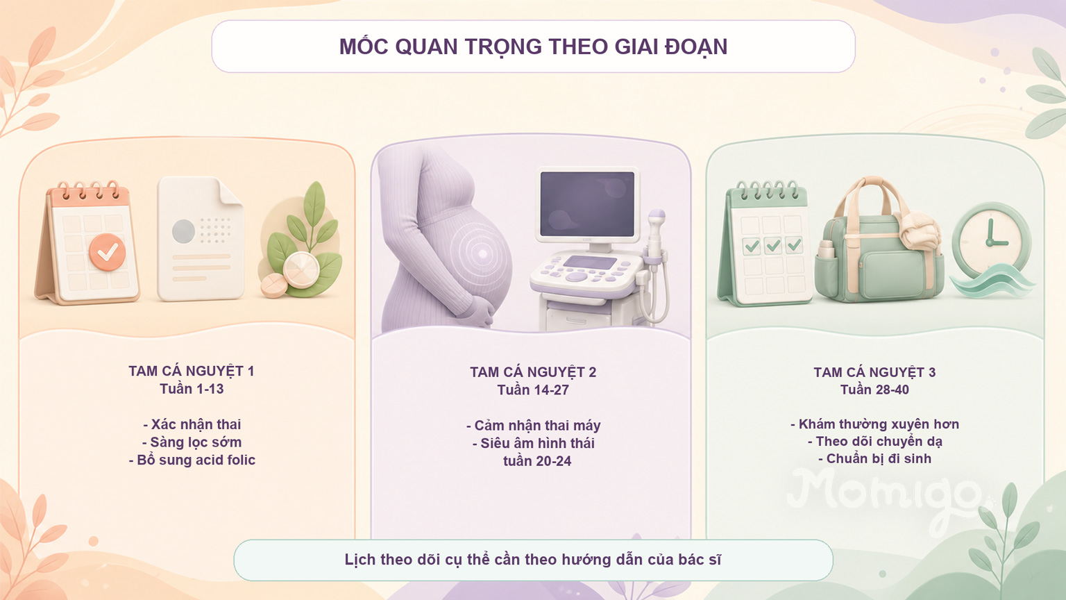 Những mốc theo dõi và chuẩn bị quan trọng trong từng tam cá nguyệt