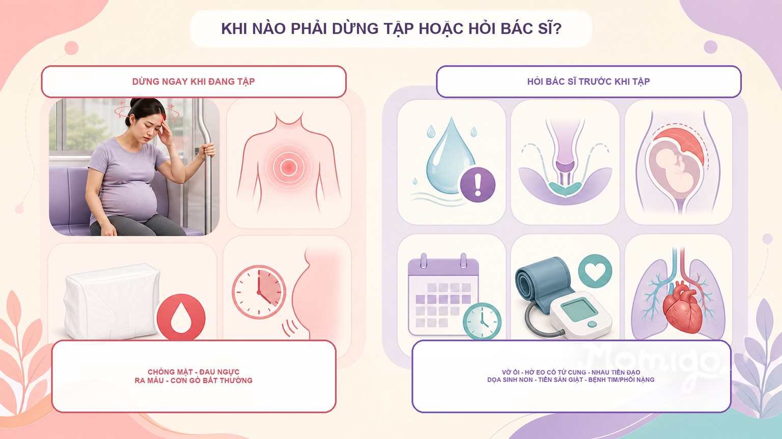 Khi nào cần dừng tập hoặc hỏi bác sĩ trước khi vận động