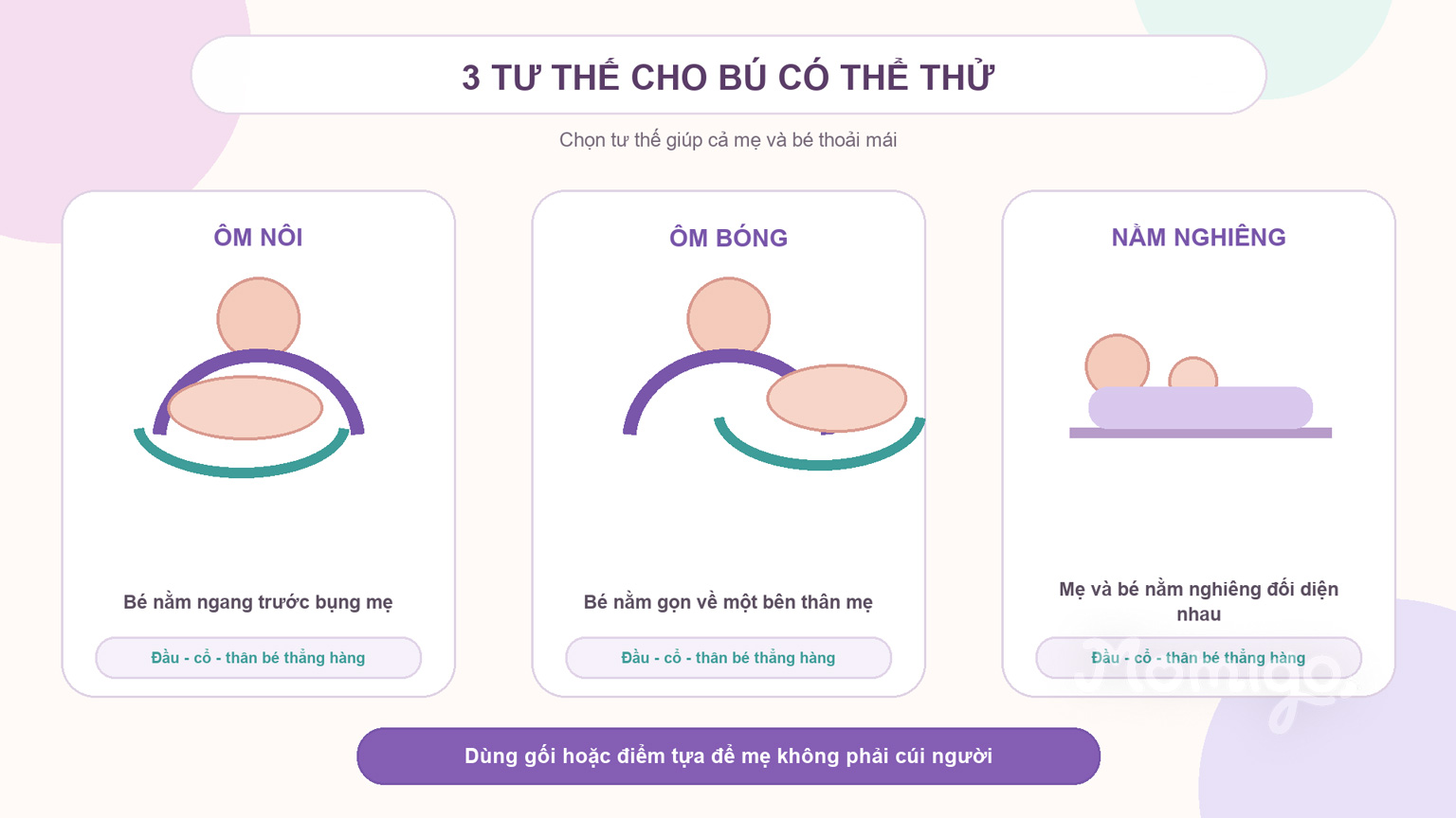 Ba tư thế cho bú mẹ có thể thử để tìm cách thoải mái hơn