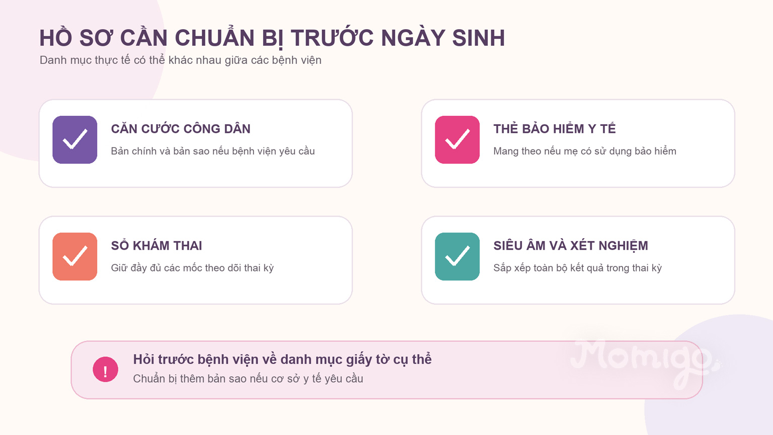 Các giấy tờ mẹ nên chuẩn bị trước ngày sinh