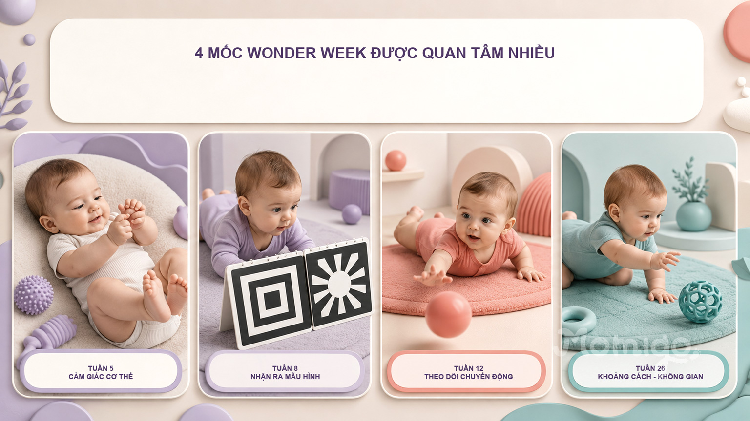 Bốn mốc Wonder Week được nhiều cha mẹ quan tâm trong những tháng đầu