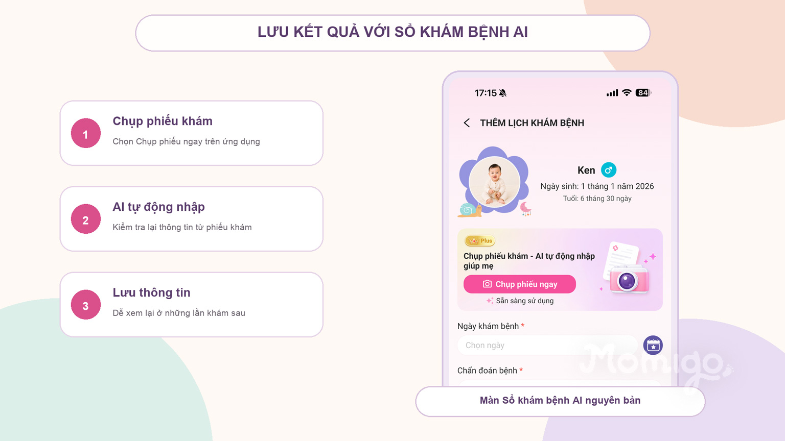 Lưu và theo dõi kết quả khám thai trong Momigo