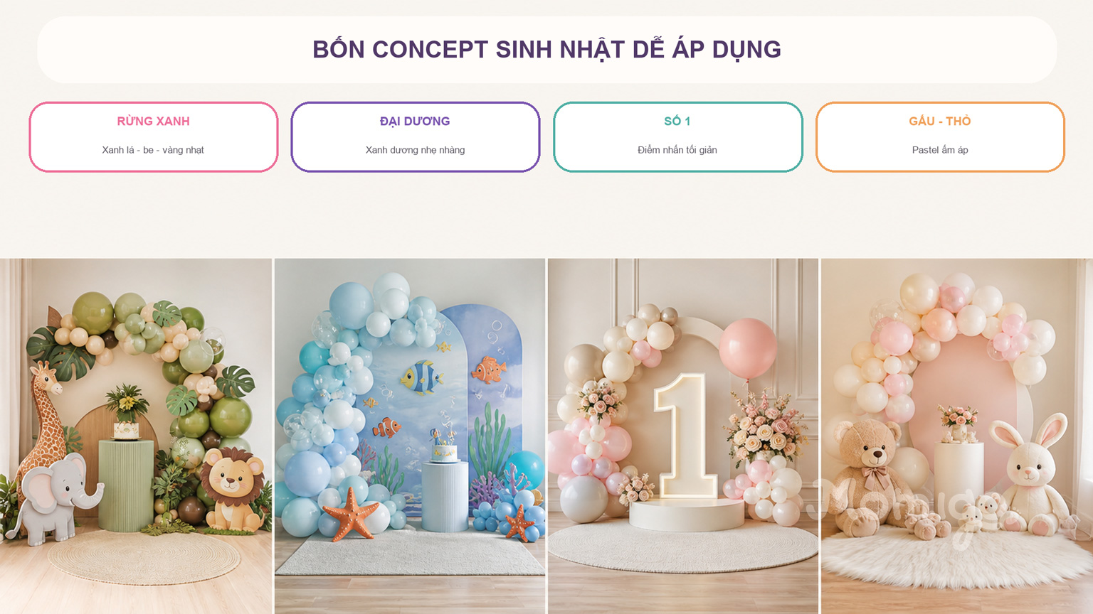 Bốn concept trang trí sinh nhật 1 tuổi dễ áp dụng tại nhà
