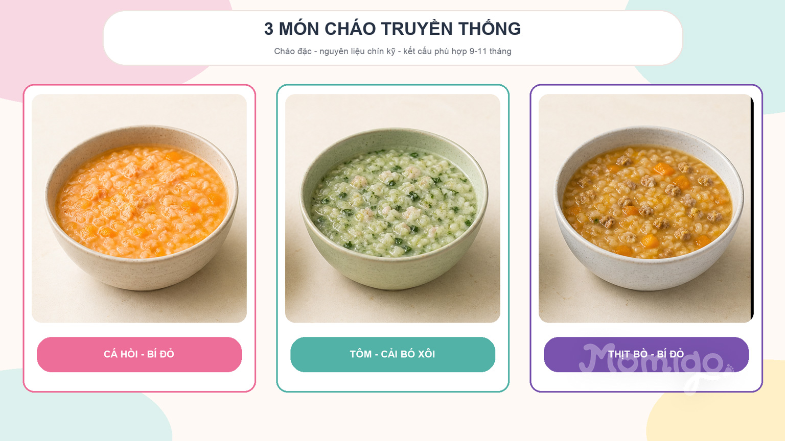 Ba món cháo truyền thống với kết cấu phù hợp cho bé 9-12 tháng
