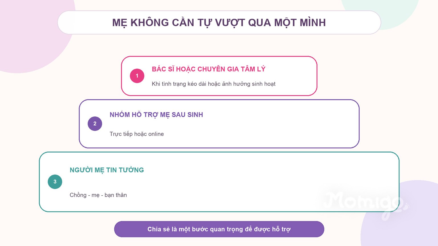 Các tầng hỗ trợ mẹ có thể tìm đến khi cảm giác cô đơn kéo dài