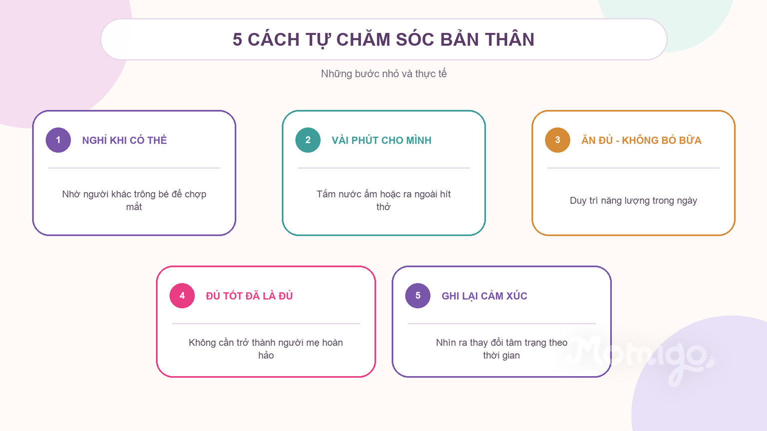Năm cách tự chăm sóc bản thân trong giai đoạn sau sinh