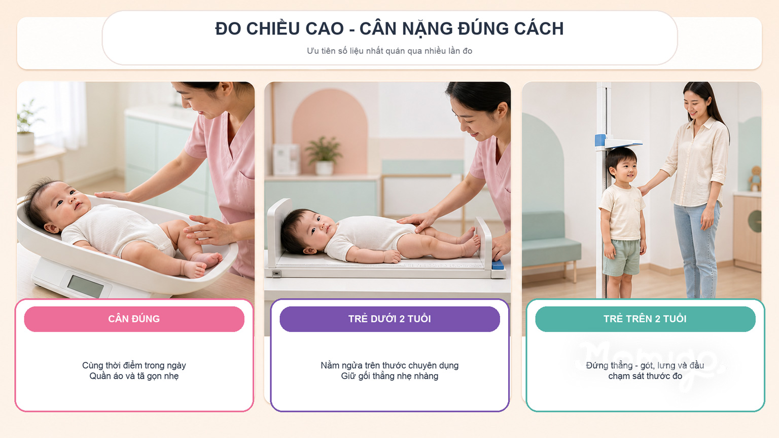 Các thao tác đo cân nặng, chiều dài và chiều cao đúng cách