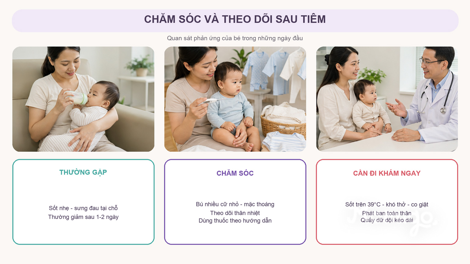 Chăm sóc và theo dõi phản ứng sau tiêm