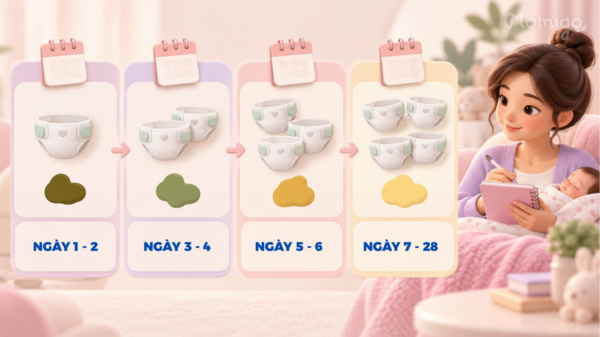 Mốc bỉm theo ngày tuổi