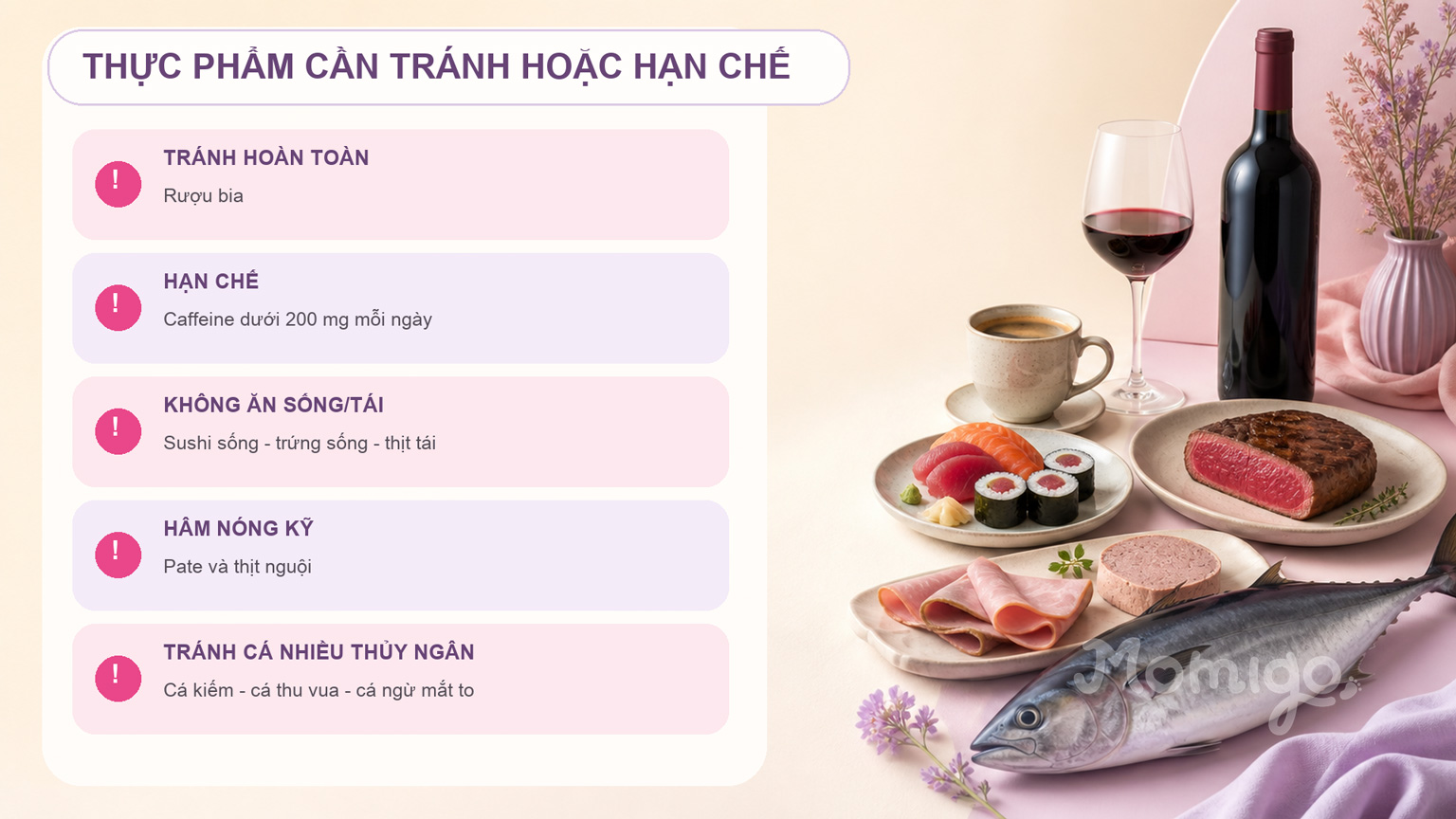 Những thực phẩm mẹ bầu cần tránh hoặc hạn chế