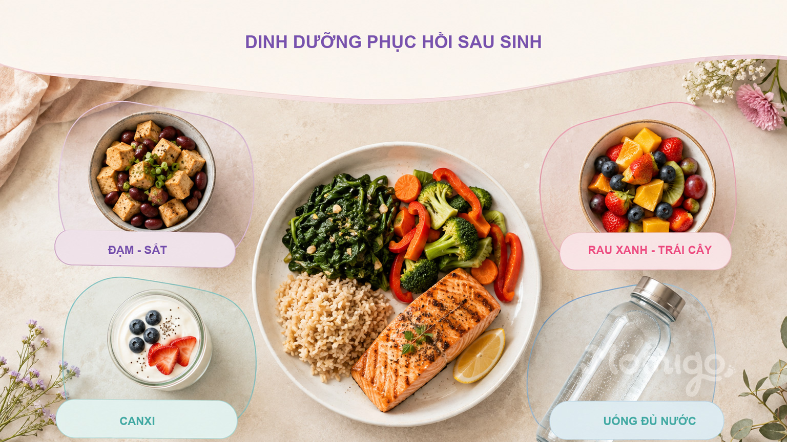 Các nhóm thực phẩm hỗ trợ phục hồi sau sinh