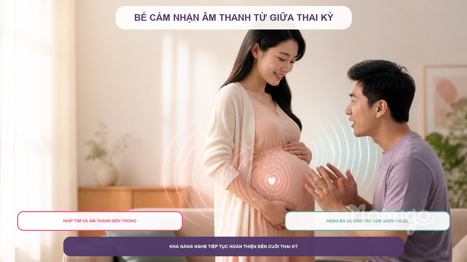 Khả năng cảm nhận âm thanh của bé phát triển dần trong thai kỳ