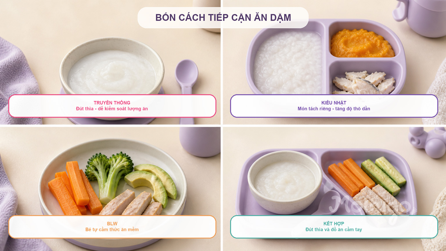 Kích thước, độ mềm thực phẩm và nguyên tắc giám sát khi áp dụng BLW