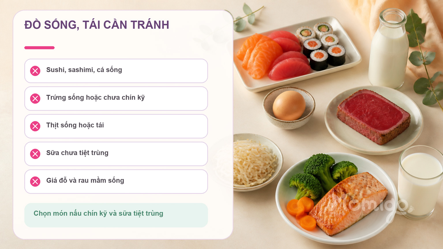 Những thực phẩm sống, tái cần tránh trong thai kỳ