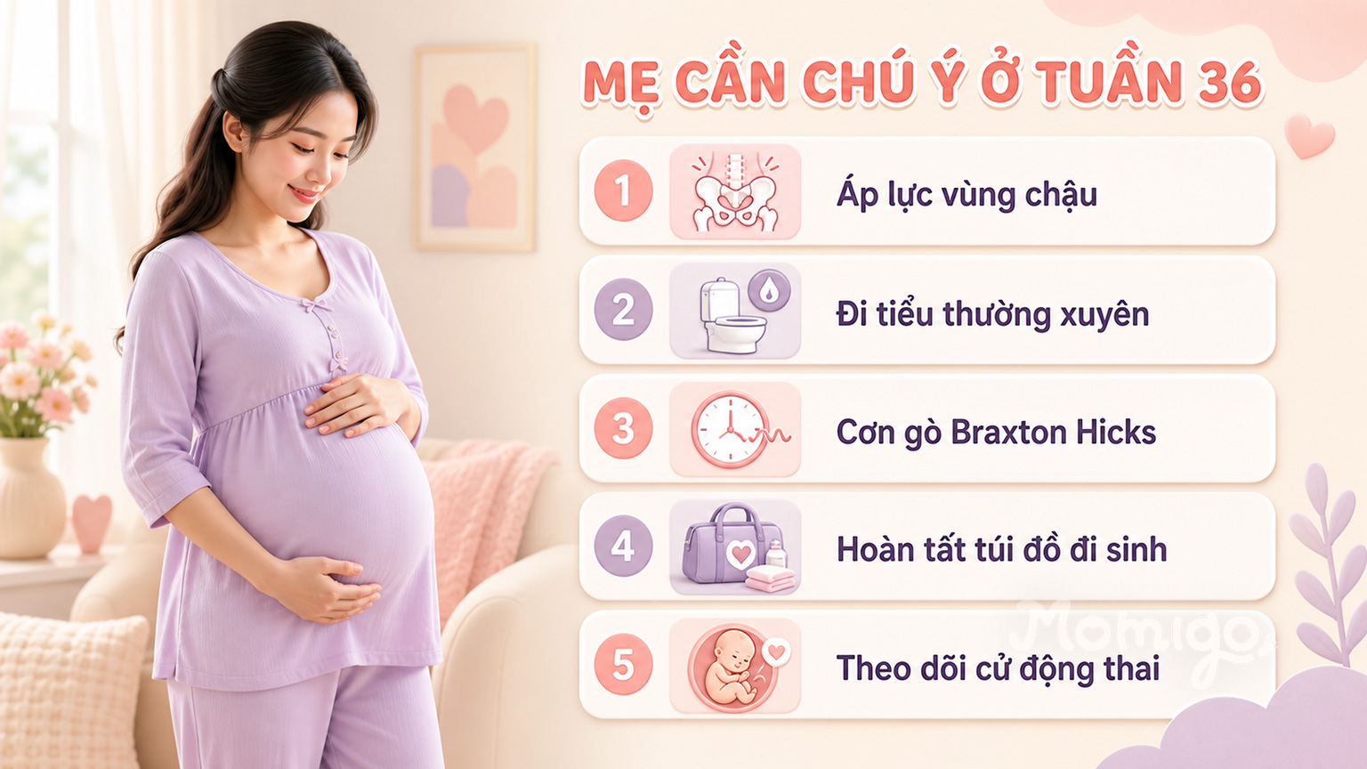 Những thay đổi và việc mẹ cần chú ý ở tuần 36