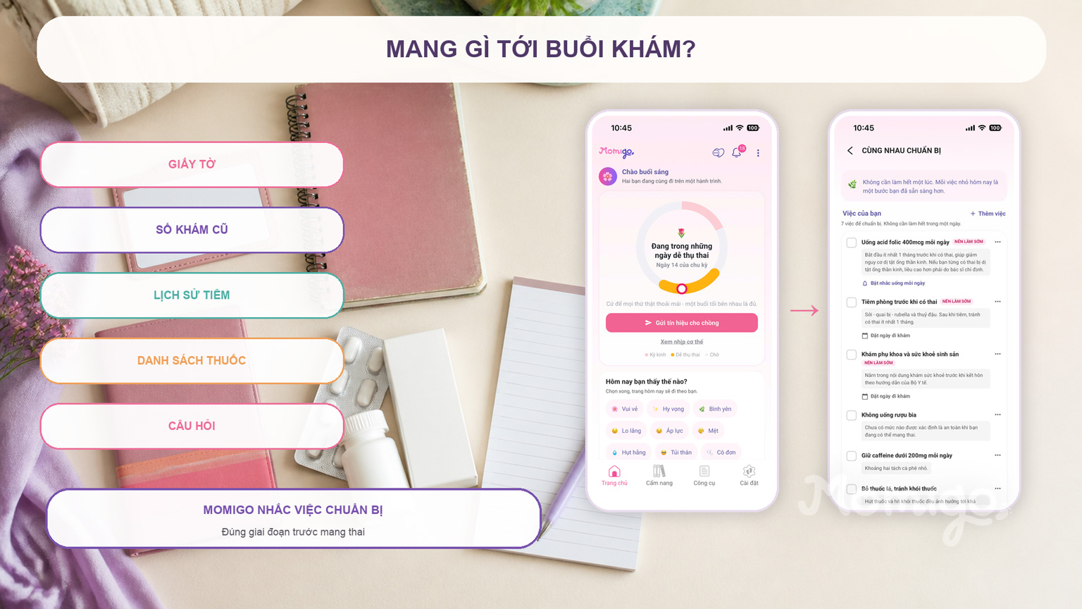 Checklist đi khám và danh sách việc chuẩn bị trong Momigo