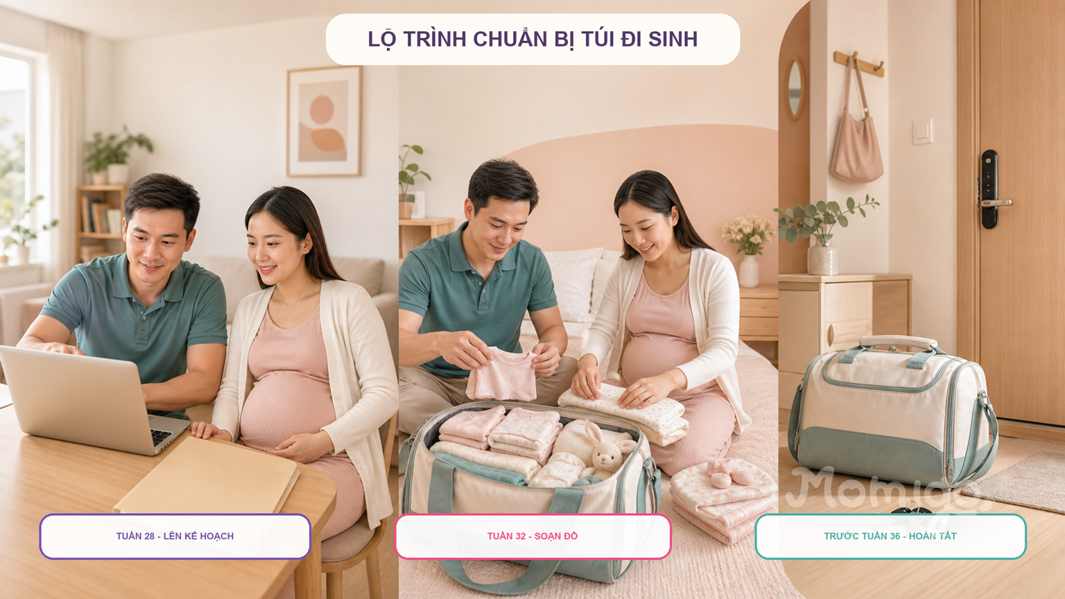 Lộ trình chuẩn bị túi đi sinh từ tuần 28 đến trước tuần 36