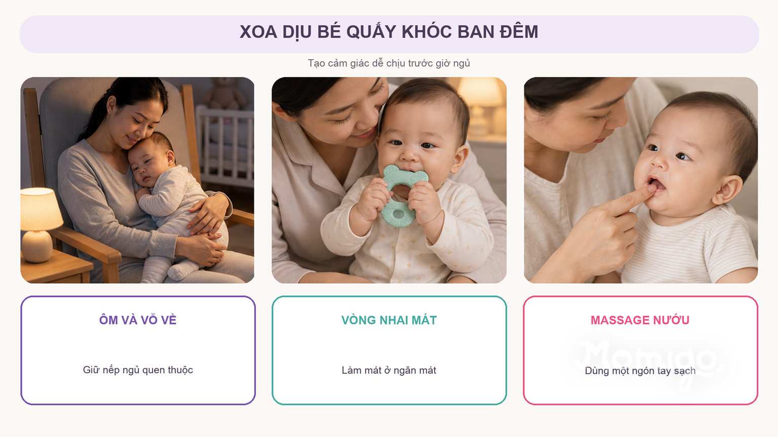 Cách xoa dịu bé quấy khóc ban đêm
