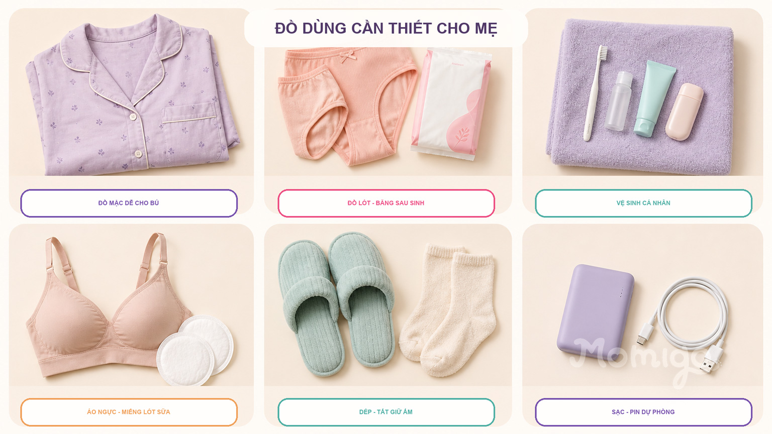 Các nhóm đồ dùng cần thiết dành cho mẹ