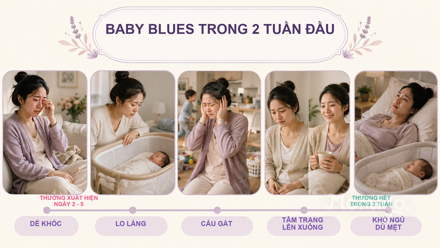 Sáu nhóm yếu tố có thể làm tăng nguy cơ trầm cảm sau sinh